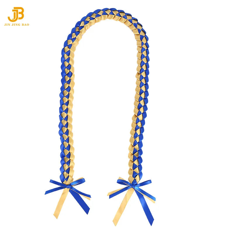 Factory Wholesale Graduation Party Gift Double Braided Honor Leis Necklace College Graduation Ribbon Leis