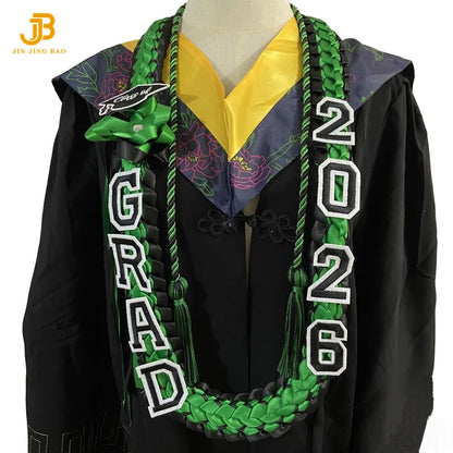 2026 Cross-Border Popular Graduation Ribbon Wreath Weaving Colorful Gift Honor Cord Handmade Graduation Leis