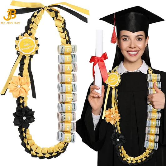 Graduation Ribbon Leis 2026 Red and Black Ribbon Leis for Graduation Class of 2026