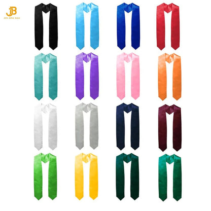 Wholesale Plain Graduation Stole Royal Blue Orange Satin Grad Sash Support Custom Printing Embroidery Logo