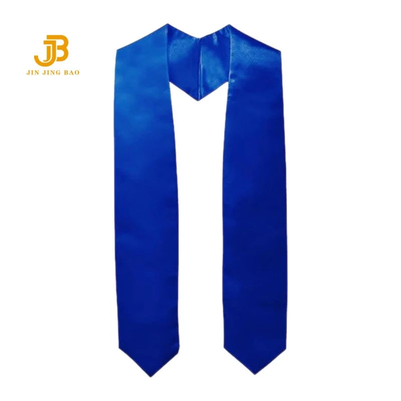 Wholesale Plain Graduation Stole Royal Blue Orange Satin Grad Sash Support Custom Printing Embroidery Logo