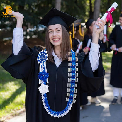 120cm New DIY Flower Graduation Ribbon Wreath Braided Leis Multi-Color Honor Rope Necklace Set