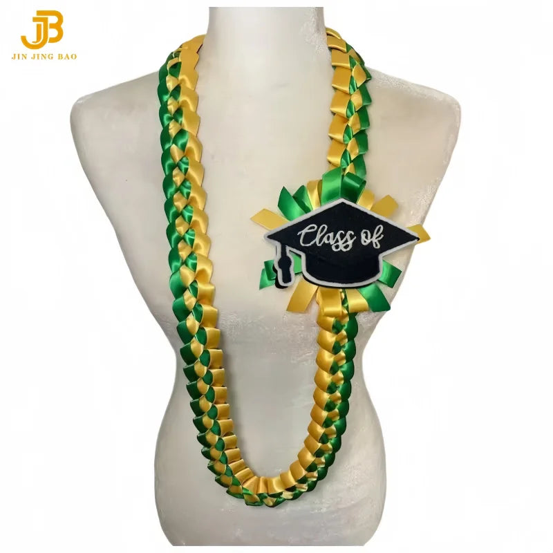Custom Class of 2026 Hawaiian Party Flower Leis Luau Wreath Set and Graduation Season Ribbon Leis