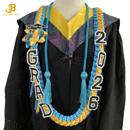 2026 Cross-Border Popular Graduation Ribbon Wreath Weaving Colorful Gift Honor Cord Handmade Graduation Leis