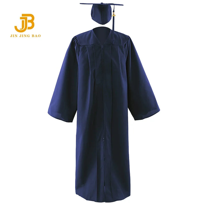 A Set of Black Graduation Gown and Caps for Graduation Ceremony Graduation Robe with Stole