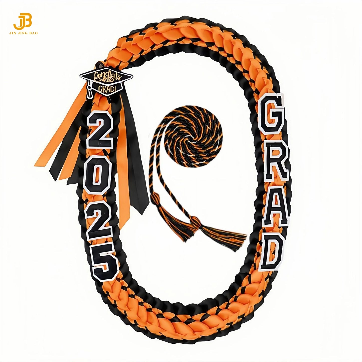 2025 Year Pop Charm 120CM Hawaiian Graduation Ribbon Braided Necklace Woven Graduation Leis Ribbon for High School