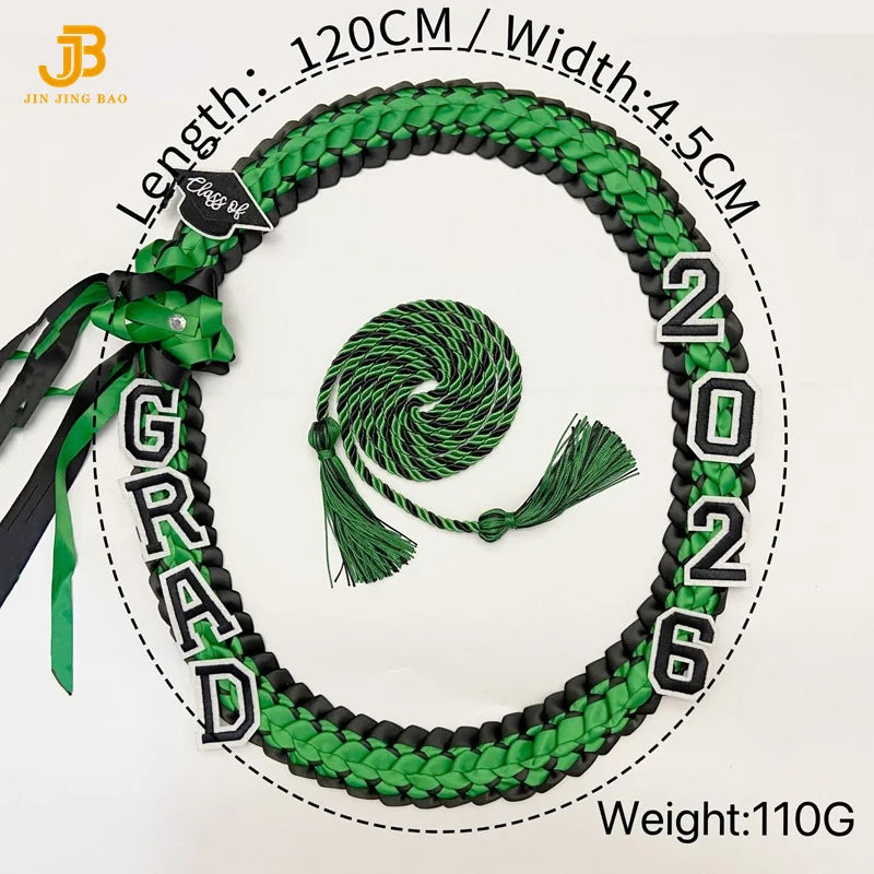 2026 Cross-Border Popular Graduation Ribbon Wreath Weaving Colorful Gift Honor Cord Handmade Graduation Leis