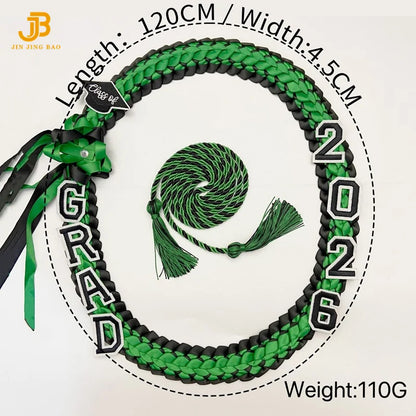 2026 Cross-Border Popular Graduation Ribbon Wreath Weaving Colorful Gift Honor Cord Handmade Graduation Leis
