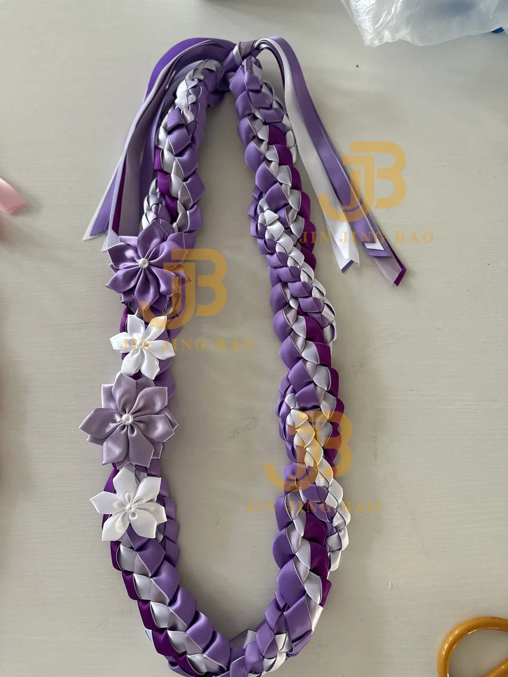 2026 Double Layer Graduation Wreath Woven Necklace Honor Rope Ribbon Handmade Satin Leis 120cm