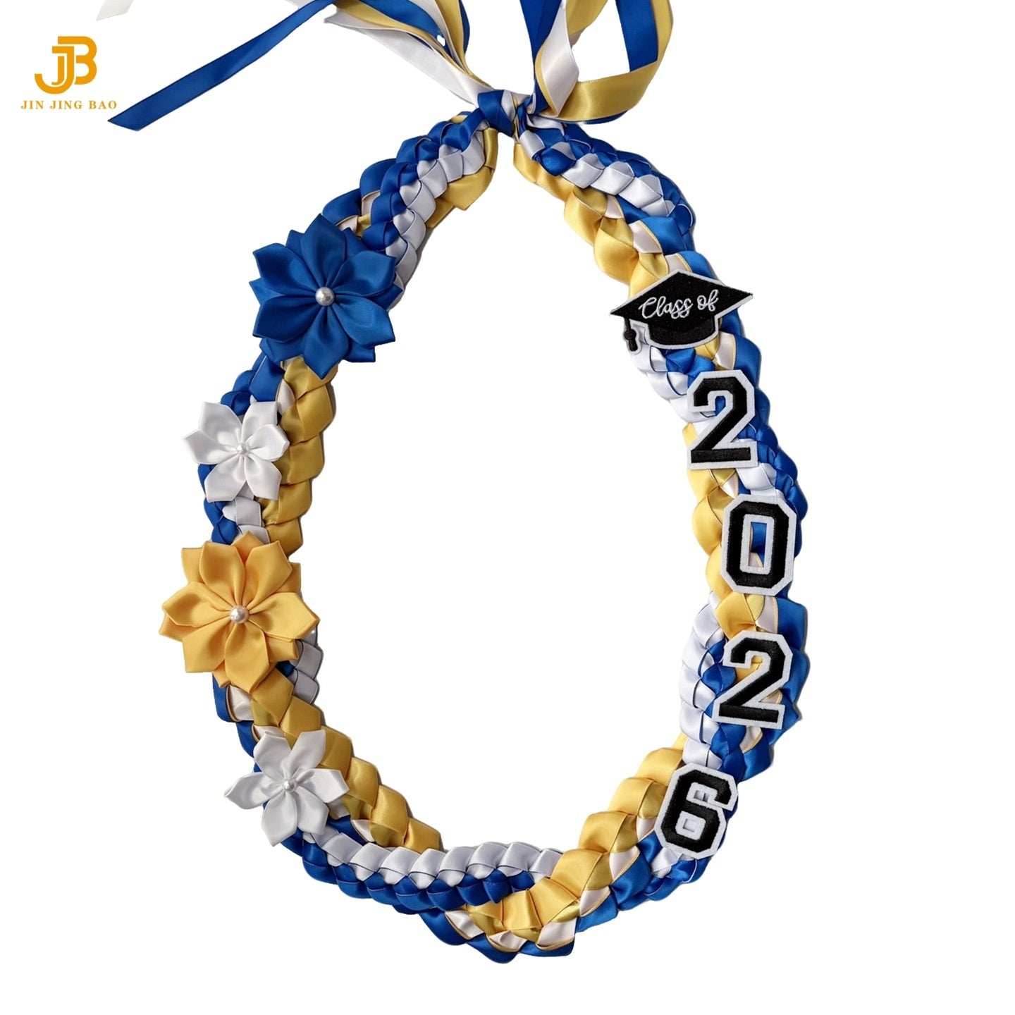 2026 Double Layer Graduation Wreath Woven Necklace Honor Rope Ribbon Handmade Satin Leis 120cm