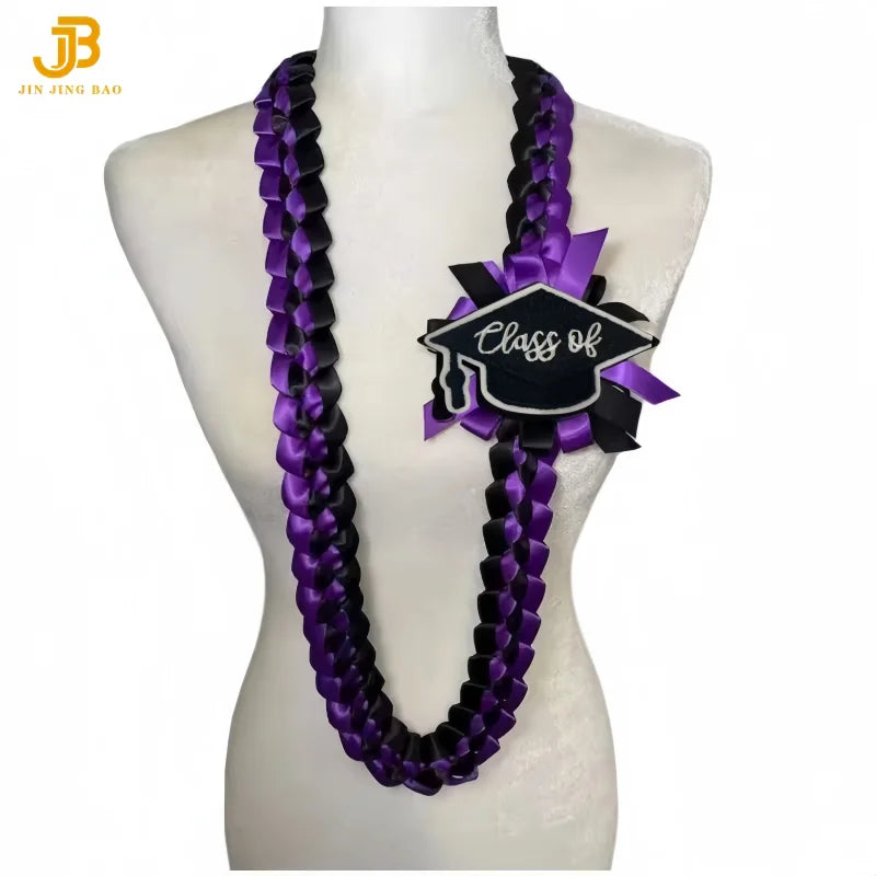 Custom Class of 2026 Hawaiian Party Flower Leis Luau Wreath Set and Graduation Season Ribbon Leis