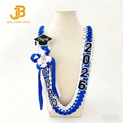 2026 Popular Student Handmade Weaving Polyester Colorful Ribbons Honor Strings Accessories Unique Graduation Wreath Necklace