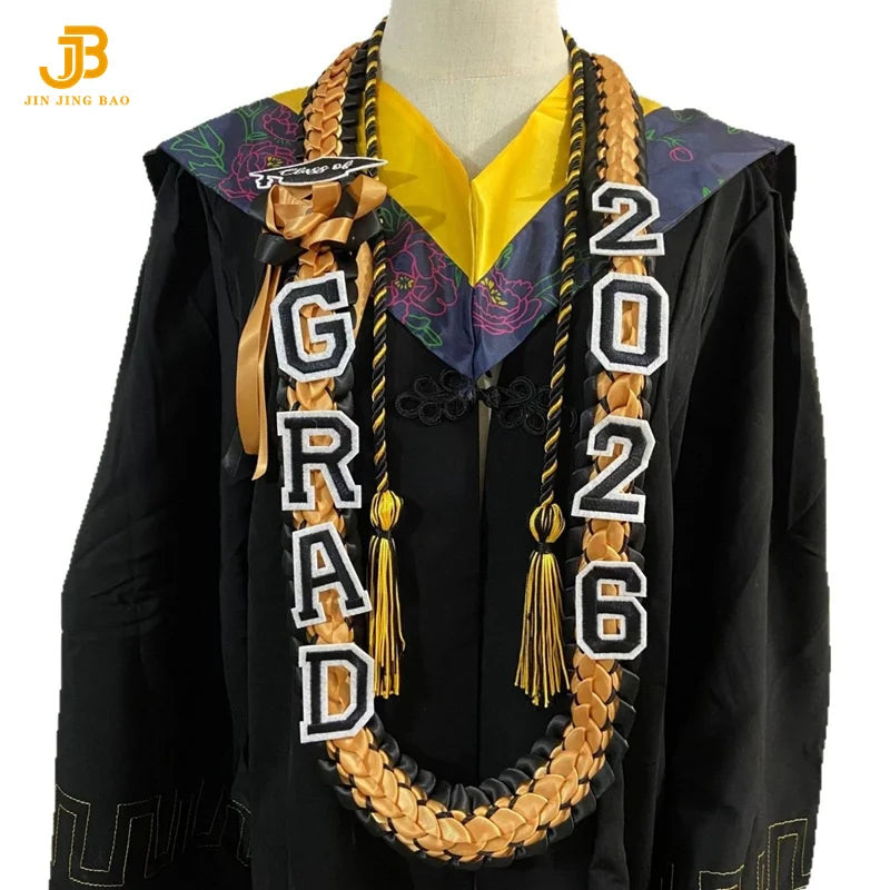 2026 Cross-Border Popular Graduation Ribbon Wreath Weaving Colorful Gift Honor Cord Handmade Graduation Leis