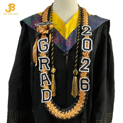 2026 Cross-Border Popular Graduation Ribbon Wreath Weaving Colorful Gift Honor Cord Handmade Graduation Leis