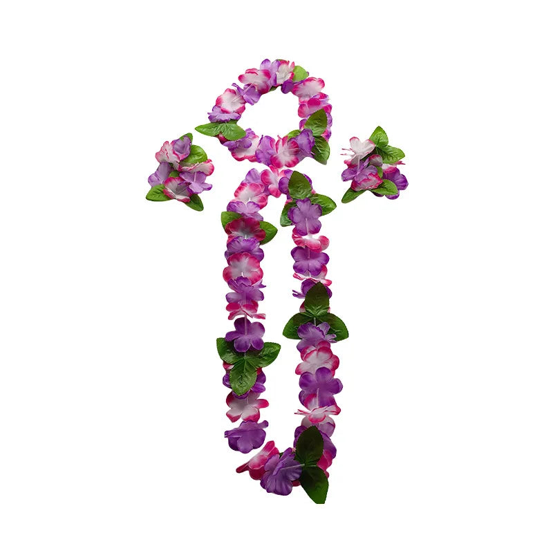 Hot Sales Hawaiian Leis Party Decorations Hawaiian Leis Necklace Tropical Luau Hawaii Silk Flower Lei Theme Party Favors