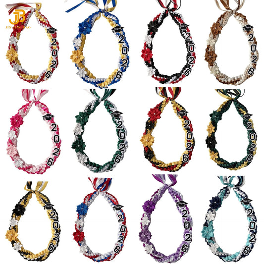 2026 New Cross Weaving Graduation Wreath Ribbon Necklace Multi-Colored Honor Rope Double-Layer Leis