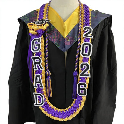 2026 Class of Graduation Leis Double Braided Ribbon Necklace Handmade Congrats Gift for School Seniors Graduates