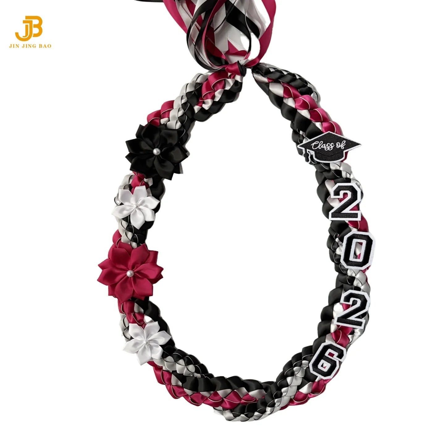 2026 Double Layer Graduation Wreath Woven Necklace Honor Rope Ribbon Handmade Satin Leis 120cm