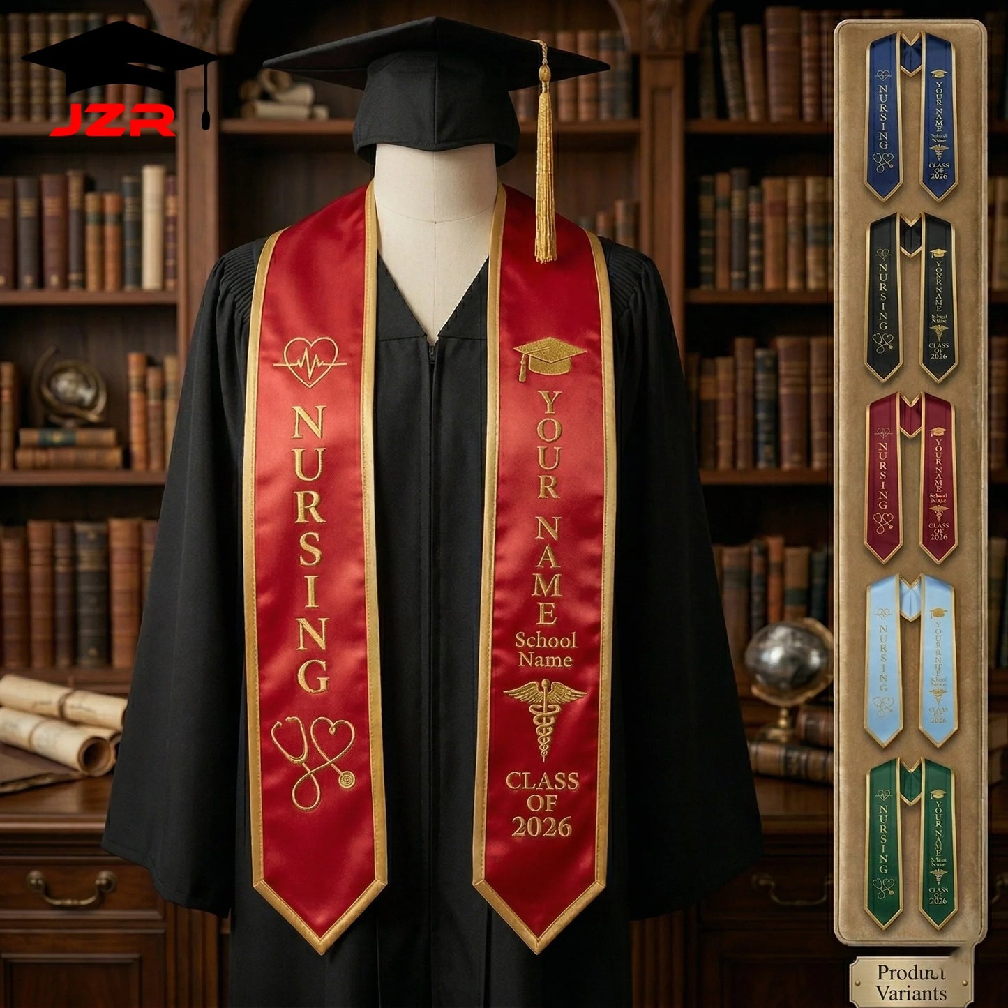Small MOQ Custom Embroidered Graduation Shawl Non-fade Printing Factory Straight Wholesale for Colleges