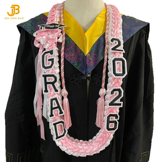 2026 Cross-Border Popular Graduation Ribbon Wreath Weaving Colorful Gift Honor Cord Handmade Graduation Leis