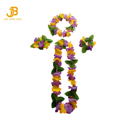 Hot Sales Hawaiian Leis Party Decorations Hawaiian Leis Necklace Tropical Luau Hawaii Silk Flower Lei Theme Party Favors