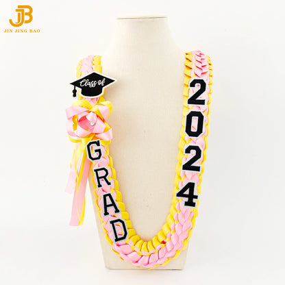 Beautiful Graduate Ribbon Leis Double Satin Garland Hand-woven Gift with Ribbon Master's Pendant