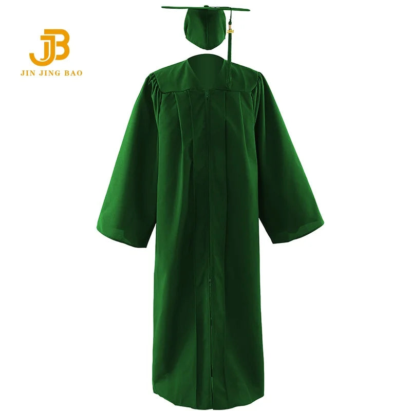 A Set of Black Graduation Gown and Caps for Graduation Ceremony Graduation Robe with Stole