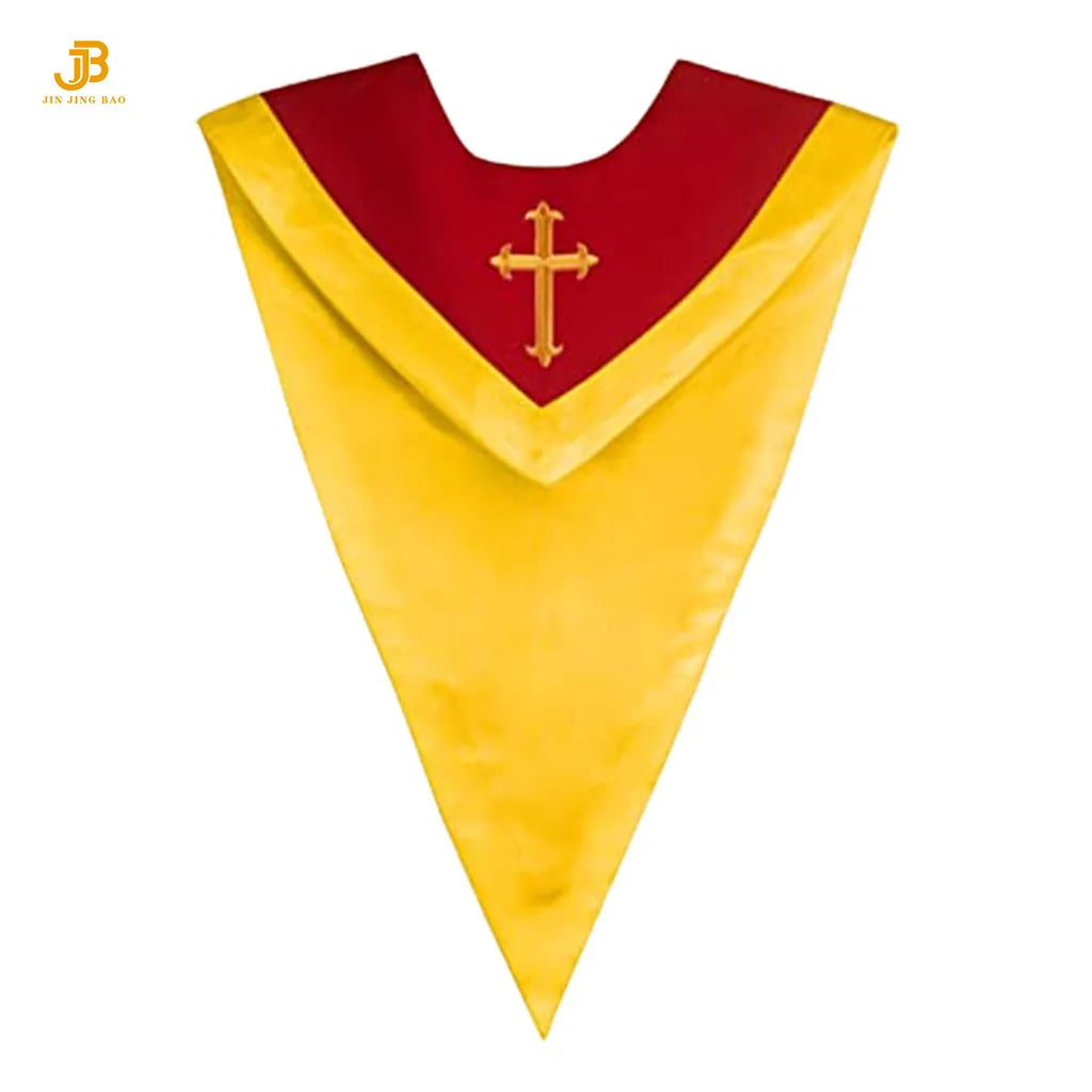 Customized Church Sash Choir Stole With Border Royal Maroon and White Reversible Choir Stoles