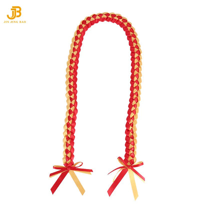 Factory Wholesale Graduation Party Gift Double Braided Honor Leis Necklace College Graduation Ribbon Leis