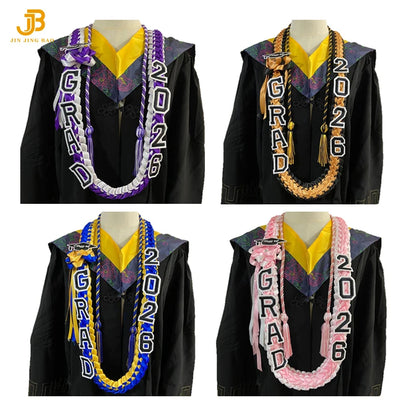 2026 Cross-Border Popular Graduation Ribbon Wreath Weaving Colorful Gift Honor Cord Handmade Graduation Leis