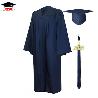 2026 Factory Wholesale American University Black Graduation Gowns Hat Graduation Gown and Cap & Graduation Toga Set in Stock