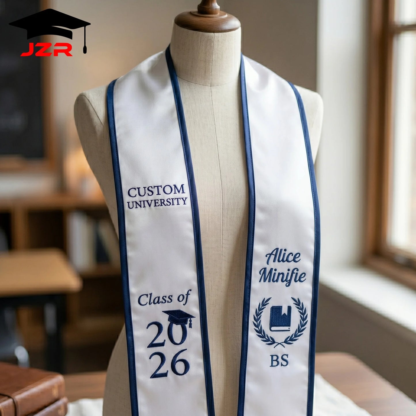 Small MOQ Custom Embroidered Graduation Shawl Non-fade Printing Factory Straight Wholesale for Colleges