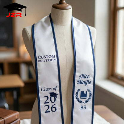 Small MOQ Custom Embroidered Graduation Shawl Non-fade Printing Factory Straight Wholesale for Colleges