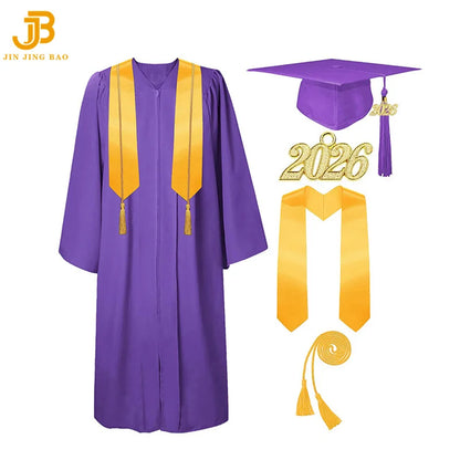 Wholesale Matte Adult Graduation Gown Cap Tassel Stole Honor Cord Set Ceremony Dress for Adult