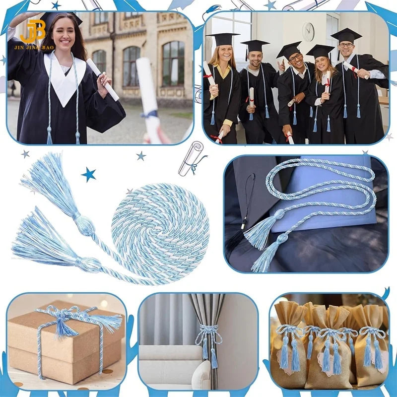 Cords Sky Blue&White Solid Color Graduation Honor Cords Graduation Cords