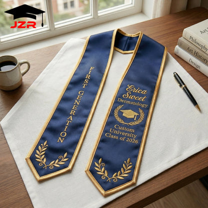 Small MOQ Custom Embroidered Graduation Shawl Non-fade Printing Factory Straight Wholesale for Colleges