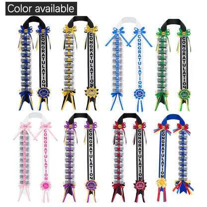 OEM Graduation Leis Polyester Ribbon Leis Bulk Custom Logo Flower Necklace for Celebration