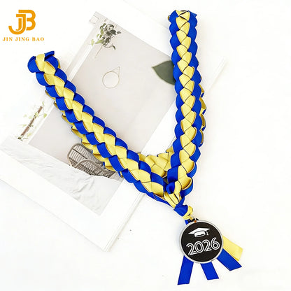 120cm Double Braided Necklace 4 Ribbon Weaving Wreath Collar Gift Rope Honor Ribbon Graduation Ribbon Lei