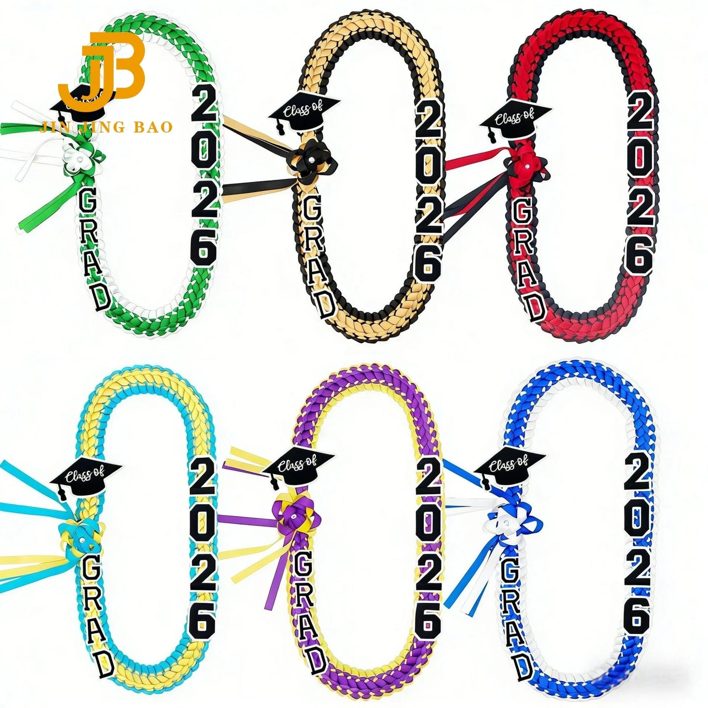 2026 Popular Student Handmade Weaving Polyester Colorful Ribbons Honor Strings Accessories Unique Graduation Wreath Necklace