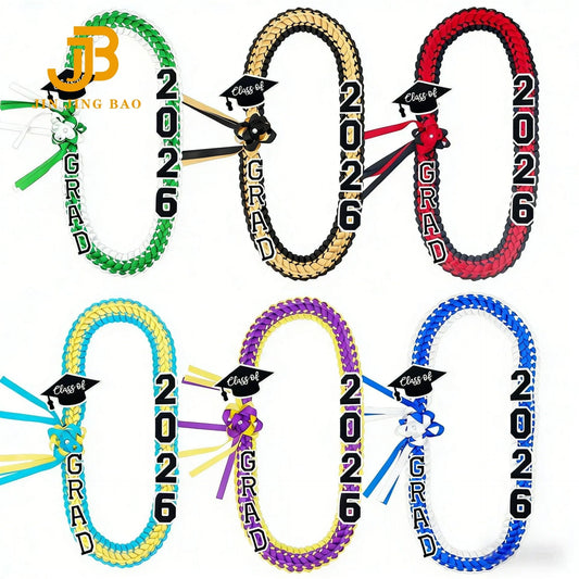 2026 Popular Student Handmade Weaving Polyester Colorful Ribbons Honor Strings Accessories Unique Graduation Wreath Necklace