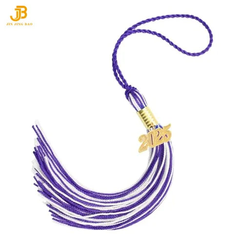 Factory Wholesale High Quality Graduation Fringe Multi-color Tassel With 2025 2026 Year Gold Silver Charm for Grad Cap