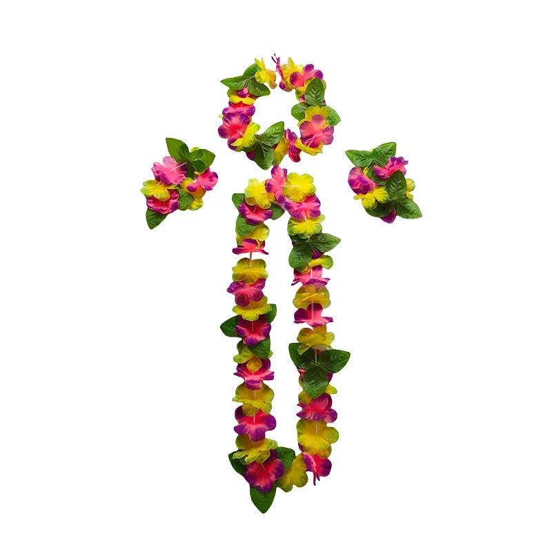 Hot Sales Hawaiian Leis Party Decorations Hawaiian Leis Necklace Tropical Luau Hawaii Silk Flower Lei Theme Party Favors