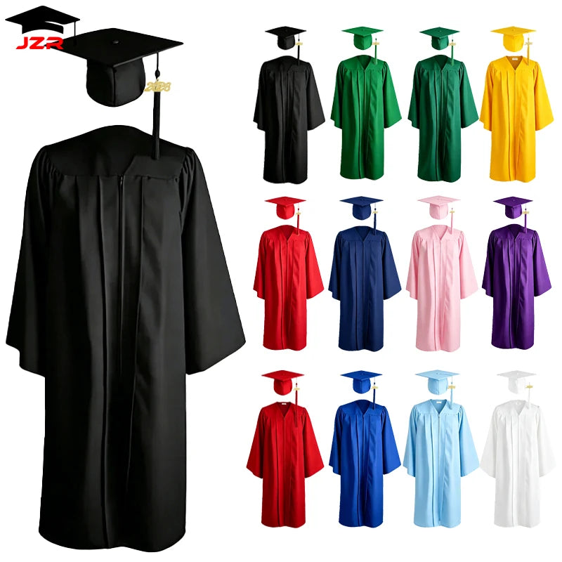 2026 Factory Wholesale American University Black Graduation Gowns Hat Graduation Gown and Cap & Graduation Toga Set in Stock