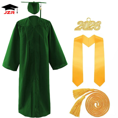 2026 Factory Custom Wholesale Bachelor Graduation Gowns Adult US Style Graduation Gown and Cap with Golden Stole & Honor Cord