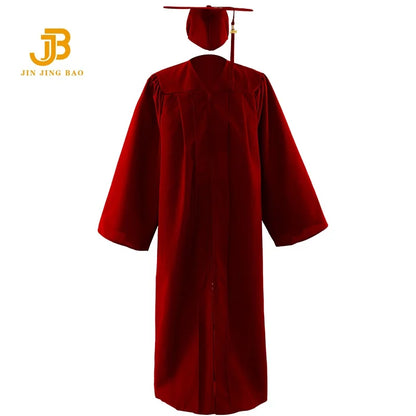 A Set of Black Graduation Gown and Caps for Graduation Ceremony Graduation Robe with Stole