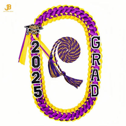 2025 Year Pop Charm 120CM Hawaiian Graduation Ribbon Braided Necklace Woven Graduation Leis Ribbon Honor Cord for High School