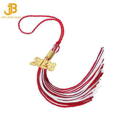 Wholesale Red & White Graduation Tassels Custom Year Charm 2026 Low MOQ for Graduation Ceremony Decor