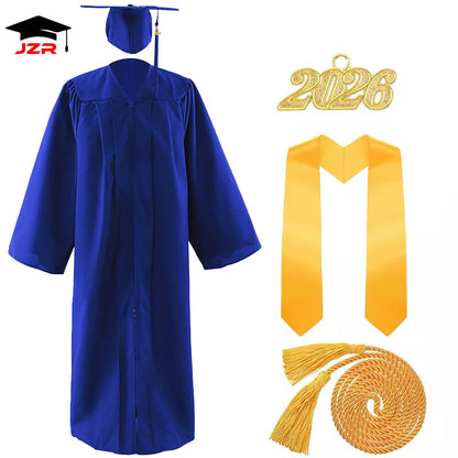 2026 Factory Custom Wholesale Bachelor Graduation Gowns Adult US Style Graduation Gown and Cap with Golden Stole & Honor Cord