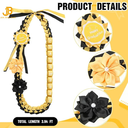Graduation Ribbon Leis 2026 Red and Black Ribbon Leis for Graduation Class of 2026
