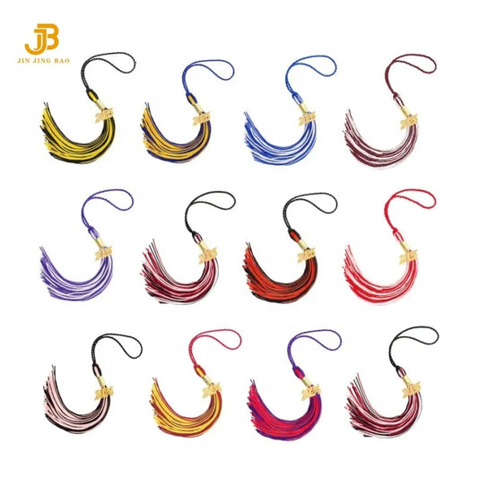 Factory Wholesale High Quality Graduation Fringe Multi-color Tassel With 2025 2026 Year Gold Silver Charm for Grad Cap